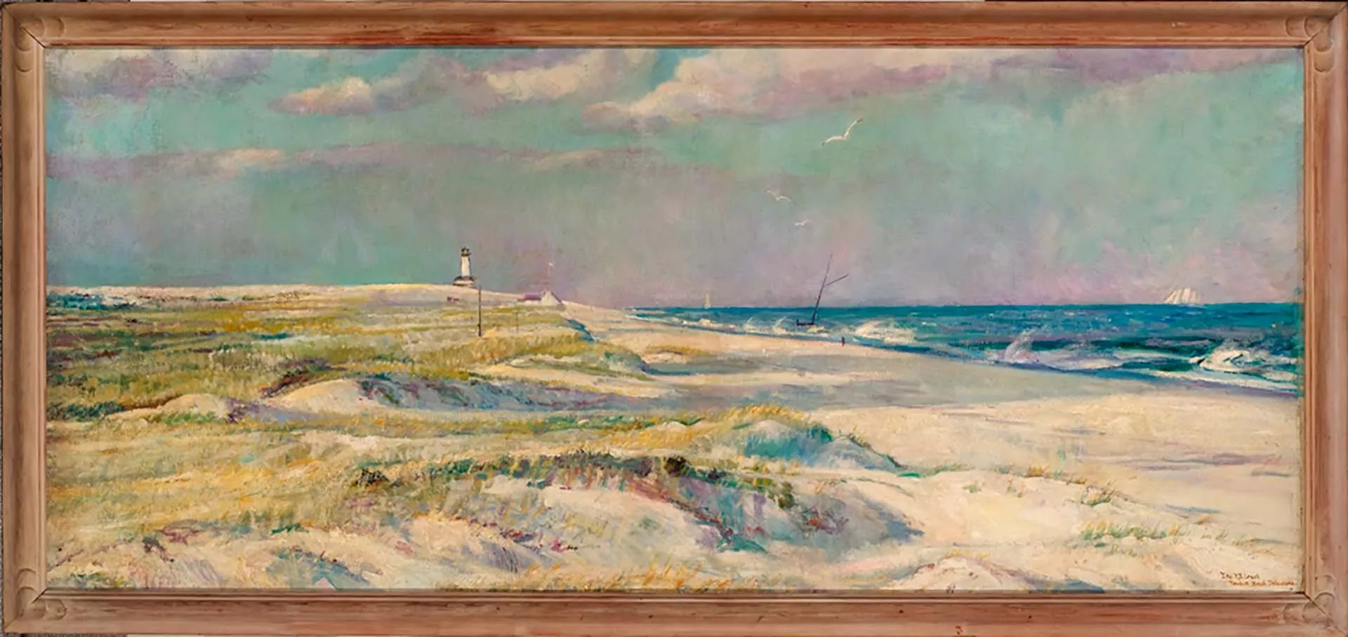 2010-6_Leach_FarView-Henlopen-web-noborder- Oil painting of a coastal landscape inspired by Cape Henlopen State Park in Lewes, Delaware.